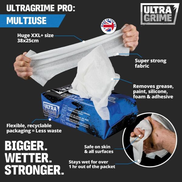 UltraGrime PRO Multiuse XXL+ Clothwipes 100pk - Bilde 3