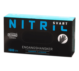Engangshanske str 9 SORT Nitrile p.free, L (10 pakker)